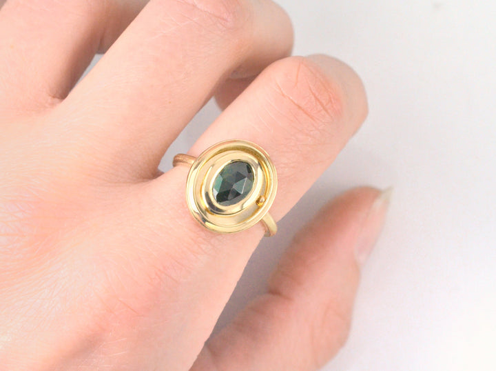Orbit Ring in Green Tourmaline