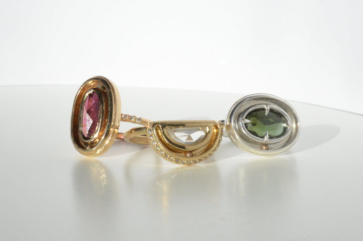 Green Tourmaline East-West Orbit Ring