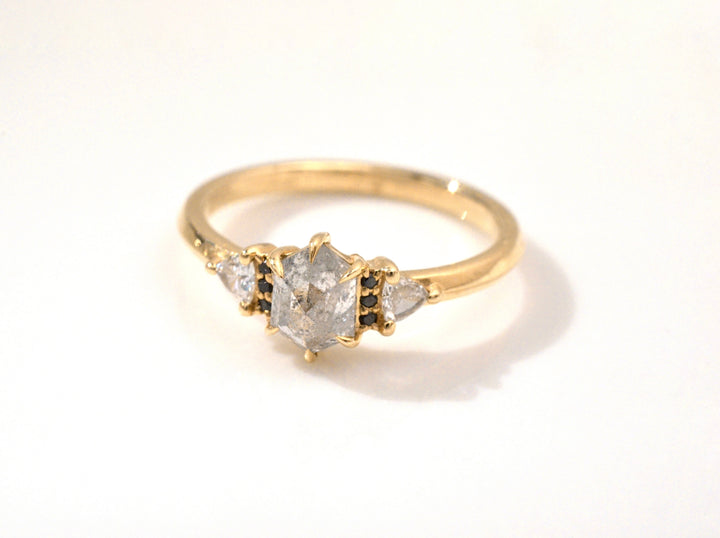 Greyscale Diamond Hexagon Trio Ring