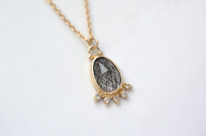 Rutilated Quartz Halo Necklace with Kinetic Hinge