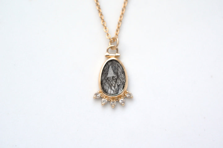 Rutilated Quartz Halo Necklace with Kinetic Hinge