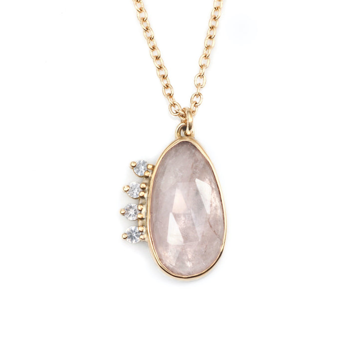 Morganite Halo Necklace