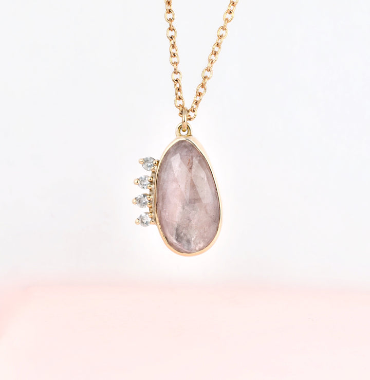 Morganite Halo Necklace