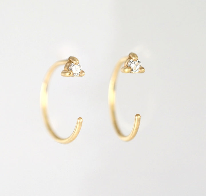 Diamond Perch Huggie Hoops