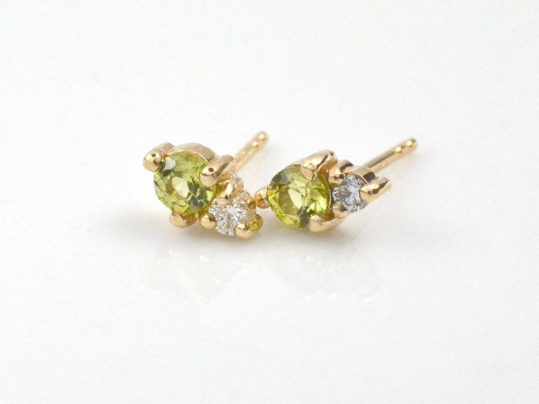 Peridot and Diamond Studs