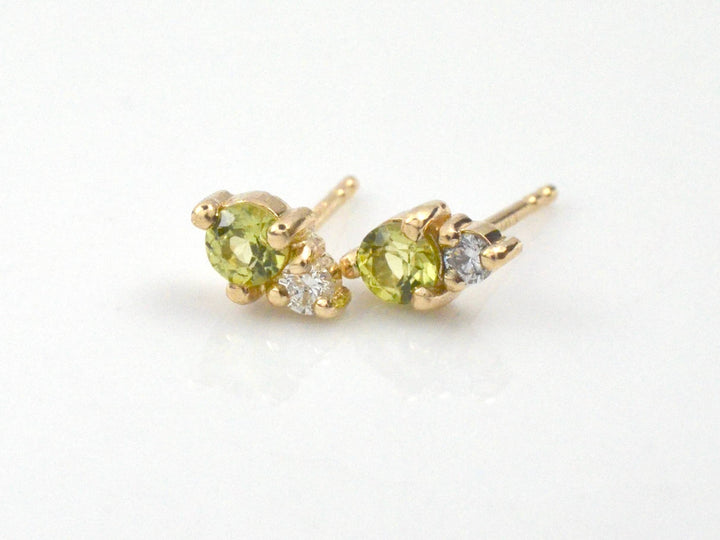 Peridot and Diamond Studs