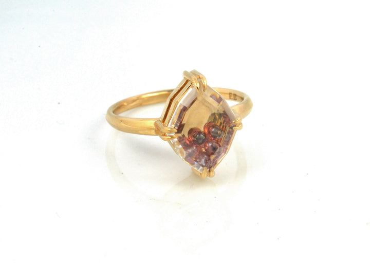 Portrait Cut Shaker Ring with Garnet