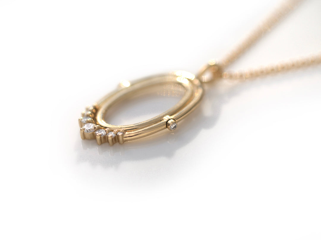 Oval Diamond Spinner Necklace
