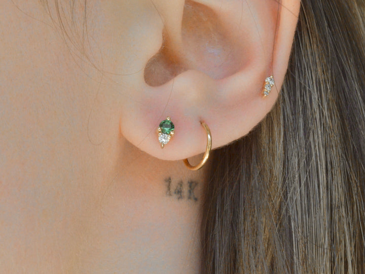 Emerald and Diamond Studs