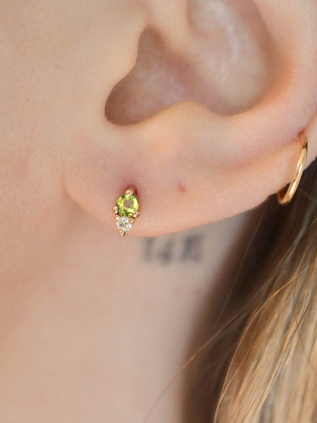 Peridot and Diamond Studs