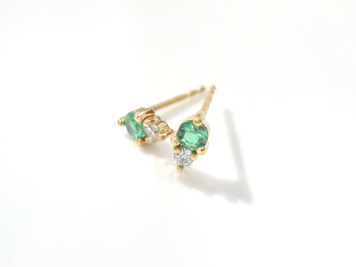 Emerald and Diamond Studs