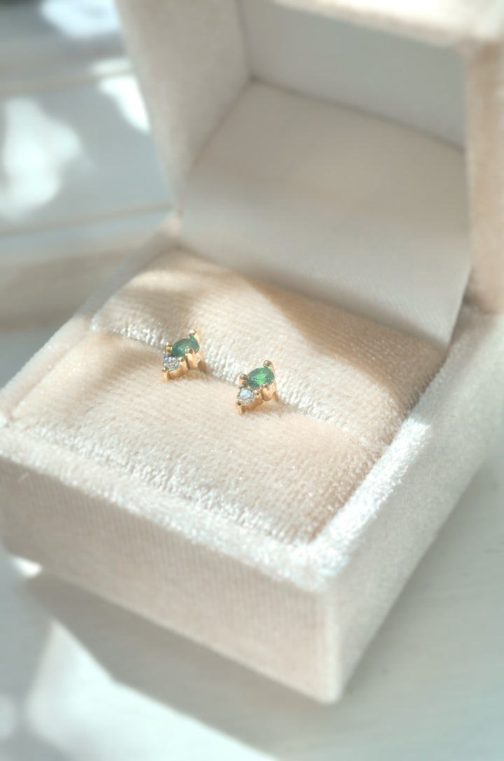 Emerald and Diamond Studs