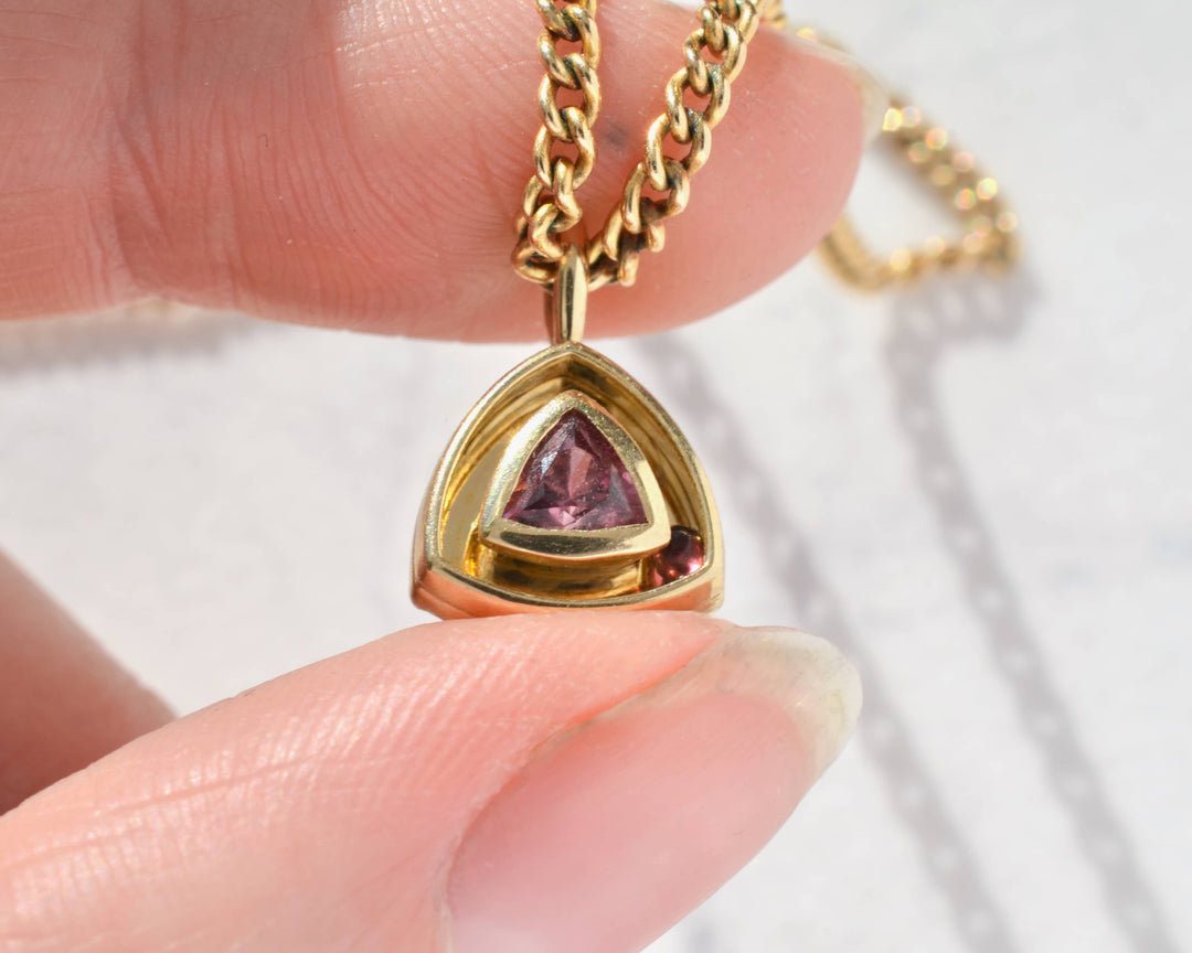 Rhodolite Garnet Trillion Orbit Charm 03
