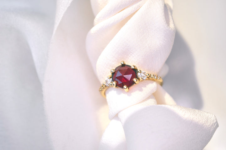 Rhodolite Garnet Trio Ring