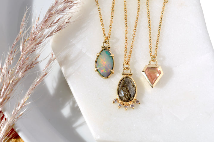 Rutilated Quartz Halo Necklace with Kinetic Hinge