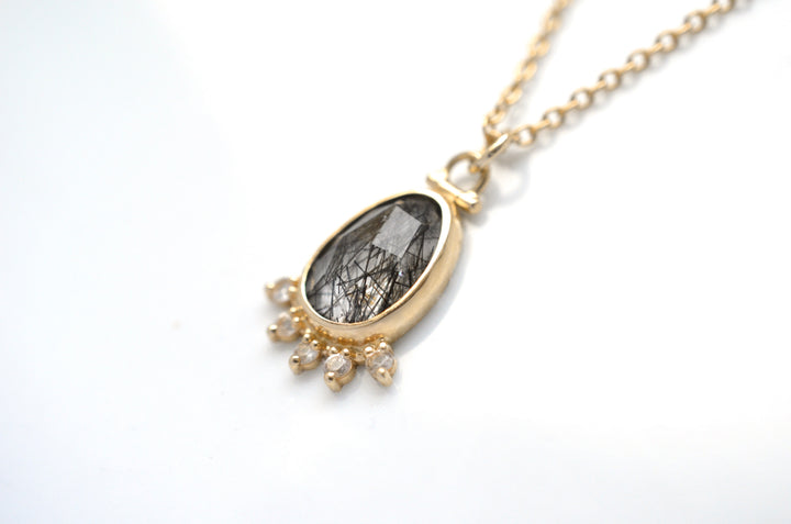 Rutilated Quartz Halo Necklace with Kinetic Hinge