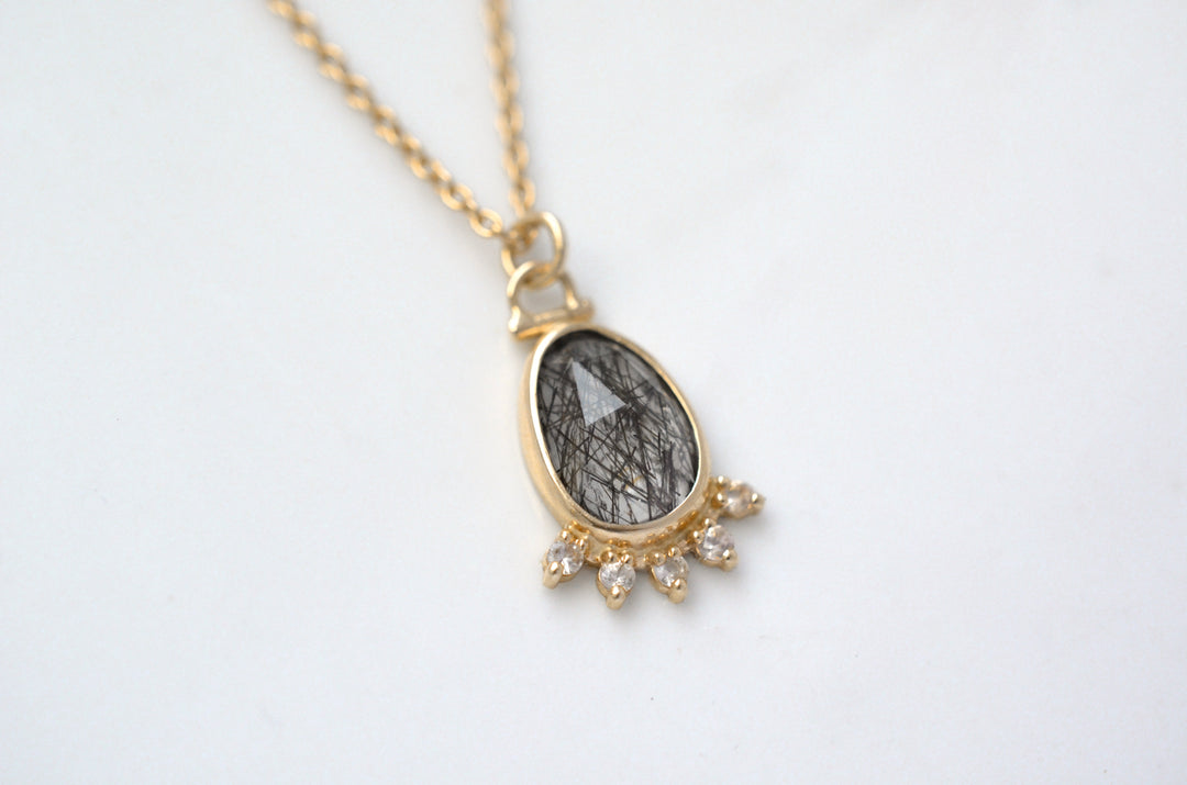 Rutilated Quartz Halo Necklace with Kinetic Hinge