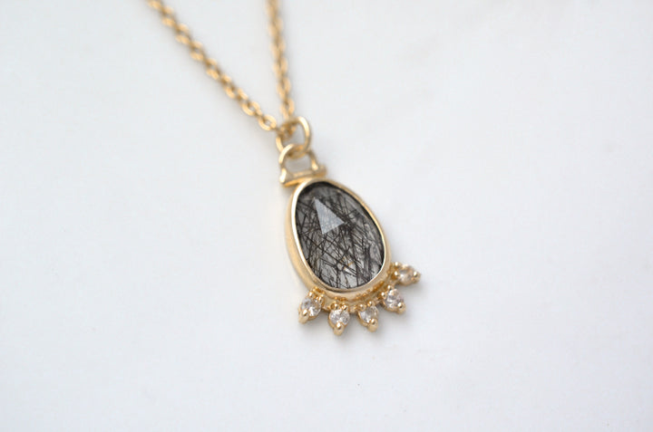 Rutilated Quartz Halo Necklace with Kinetic Hinge