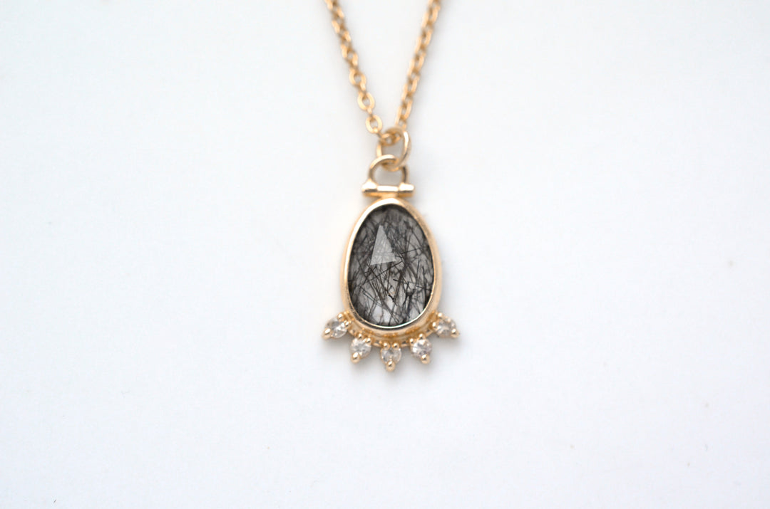 Rutilated Quartz Halo Necklace with Kinetic Hinge