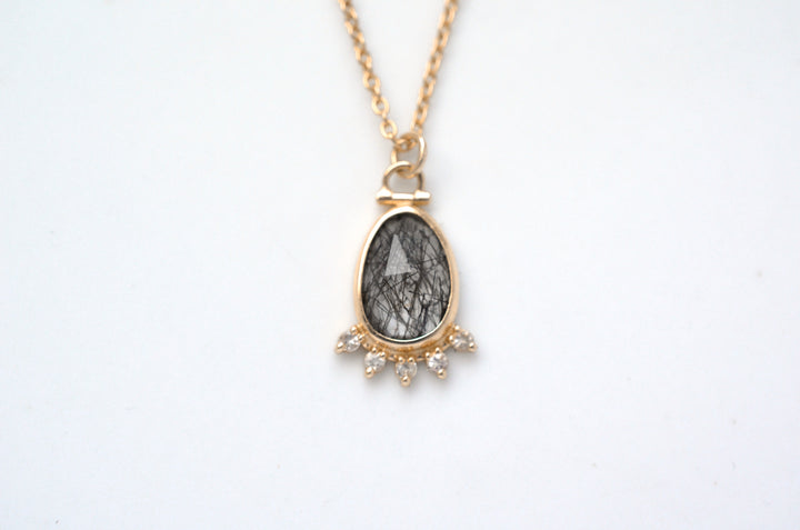 Rutilated Quartz Halo Necklace with Kinetic Hinge