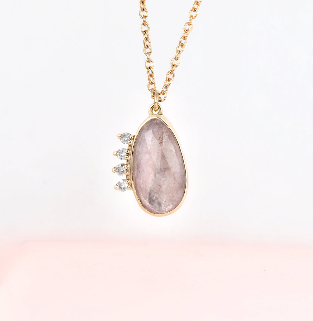 Morganite Halo Necklace