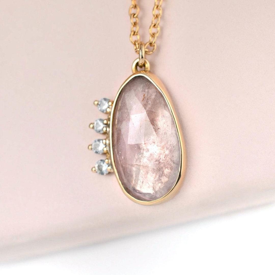 Morganite Halo Necklace