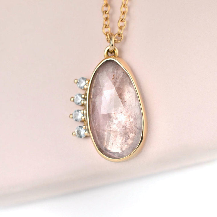 Morganite Halo Necklace