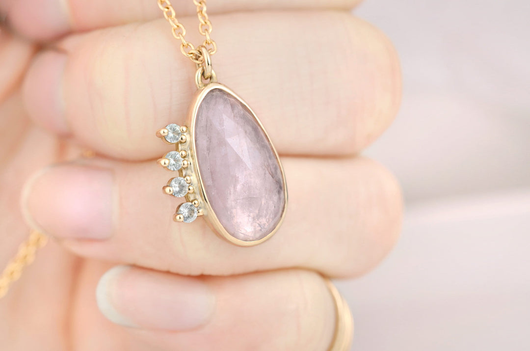 Morganite Halo Necklace