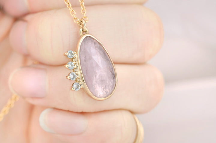 Morganite Halo Necklace
