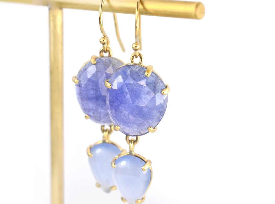 Tanzanite and Chalcedony Dangle Earrings
