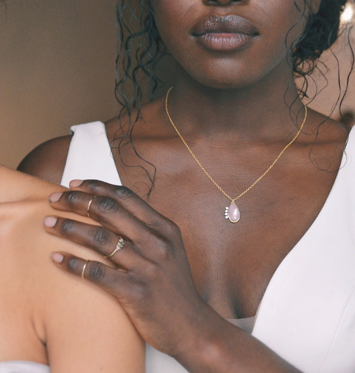 Morganite Halo Necklace